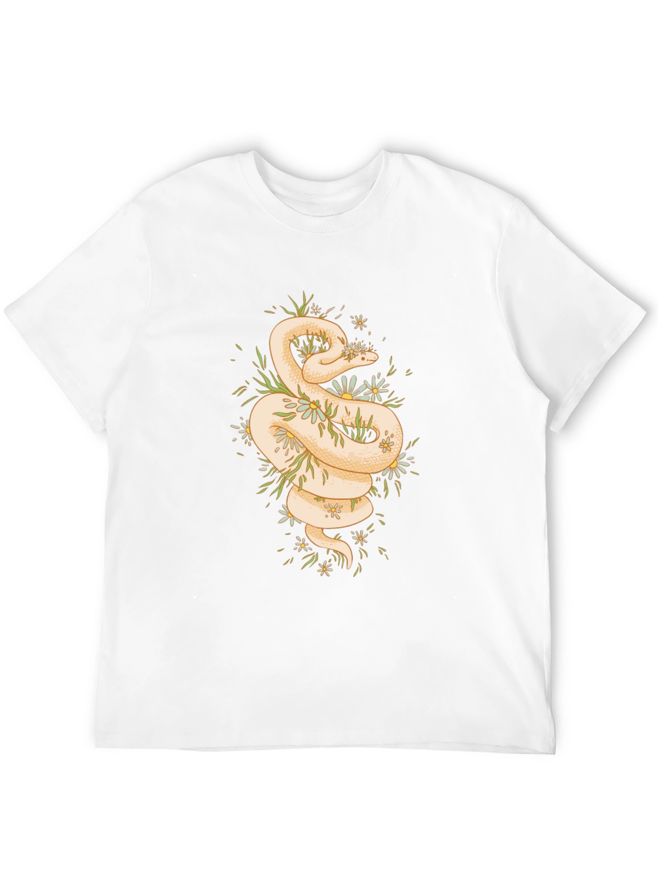 Camiseta Negra con Diseño de Serpiente Floral