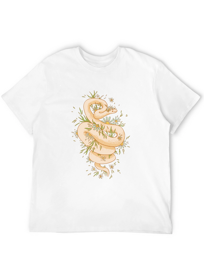 Camiseta Negra con Diseño de Serpiente Floral