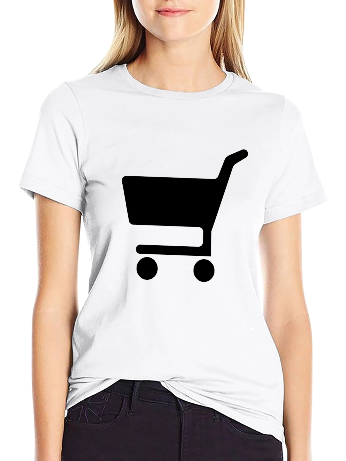 Camiseta Negra con Carrito de Compras