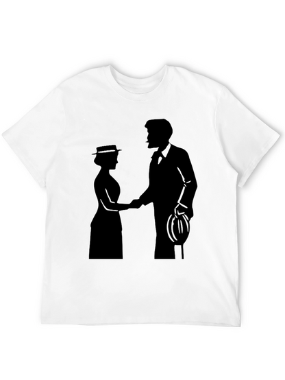 Camiseta Negra Silueta Pareja Romántica Clásica