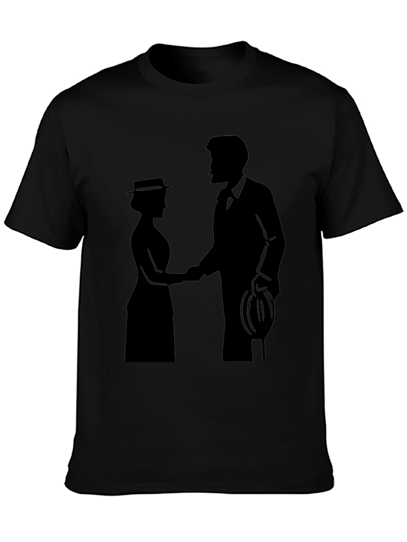 Camiseta Negra Silueta Pareja Romántica Clásica