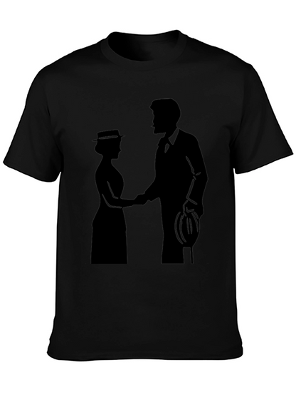 Camiseta Negra Silueta Pareja Romántica Clásica