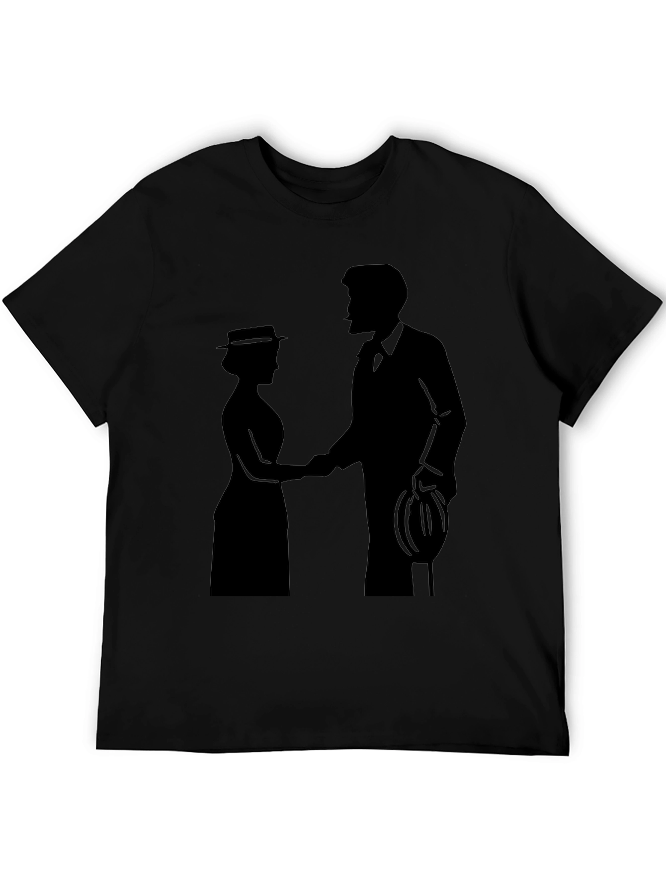 Camiseta Negra Silueta Pareja Romántica Clásica