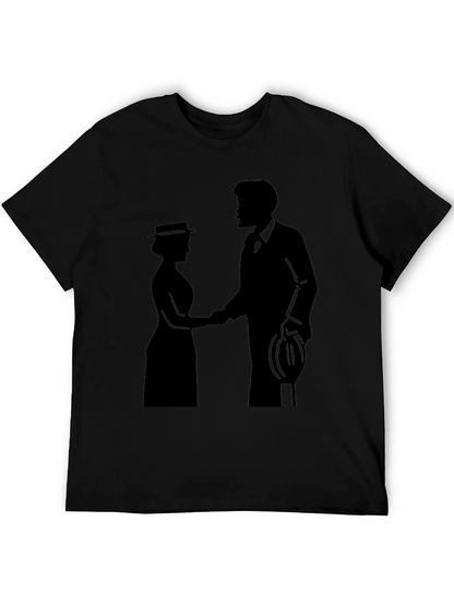 Camiseta Negra Silueta Pareja Romántica Clásica