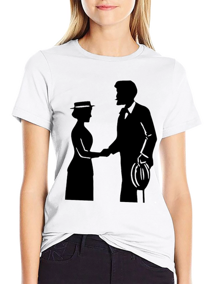 Camiseta Negra Silueta Pareja Romántica Clásica