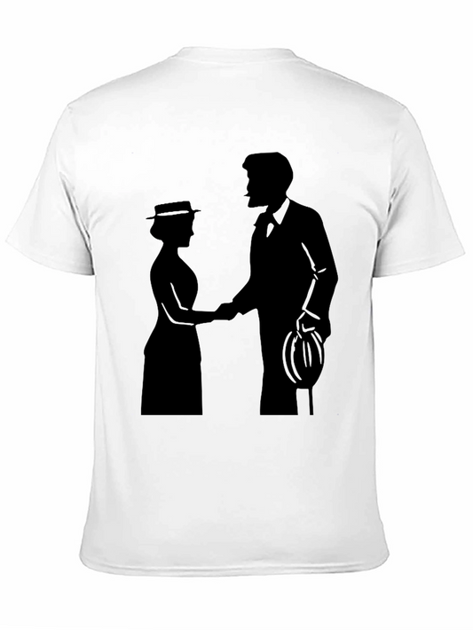 Camiseta Negra Silueta Pareja Romántica Clásica