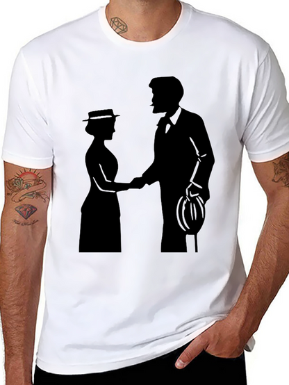 Camiseta Negra Silueta Pareja Romántica Clásica