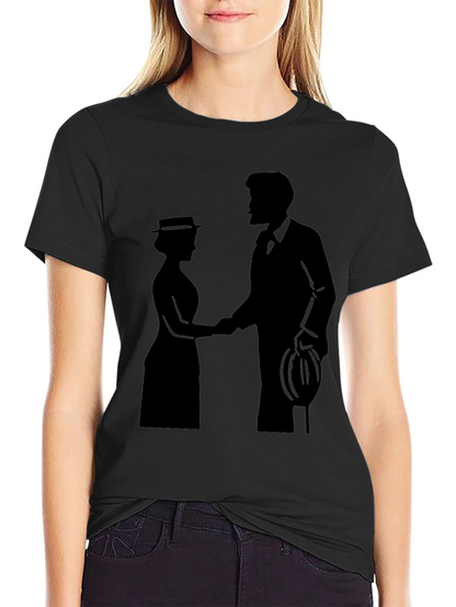 Camiseta Negra Silueta Pareja Romántica Clásica