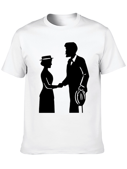 Camiseta Negra Silueta Pareja Romántica Clásica