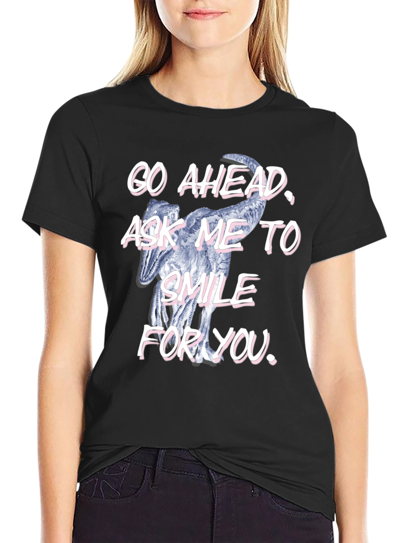 Camiseta Negra con Dinosaurio Sonriente