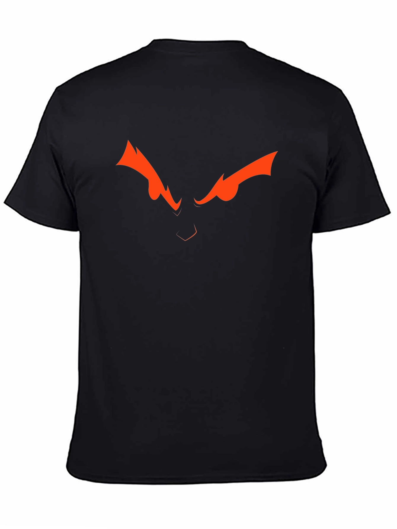 Camiseta Negra con Diseño de Ojos Naranja Intenso