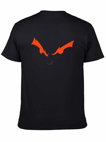 Camiseta Negra con Diseño de Ojos Naranja Intenso