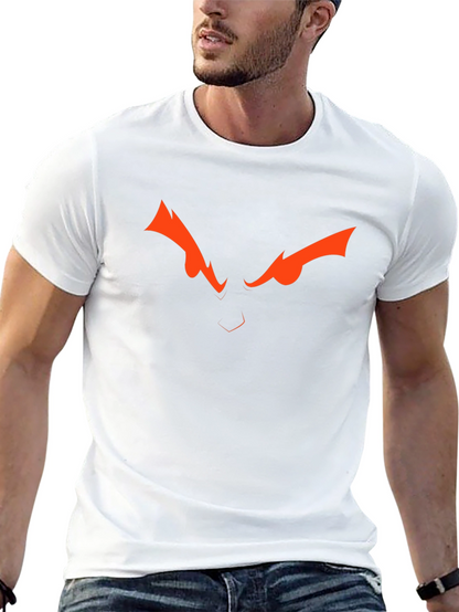 Camiseta Negra con Diseño de Ojos Naranja Intenso