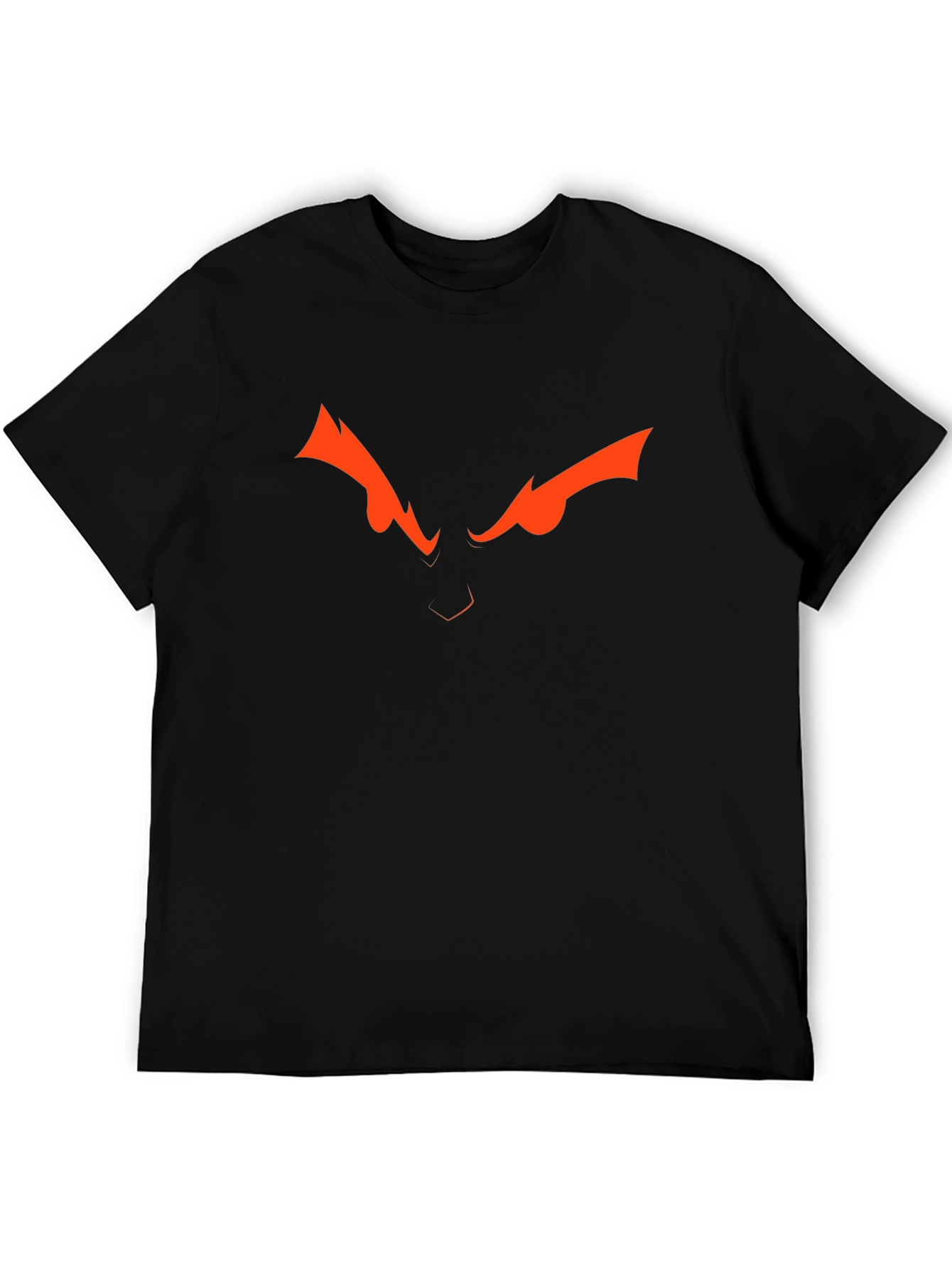 Camiseta Negra con Diseño de Ojos Naranja Intenso