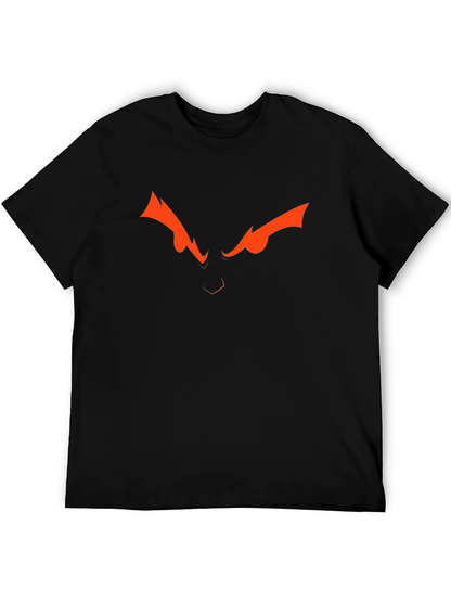 Camiseta Negra con Diseño de Ojos Naranja Intenso