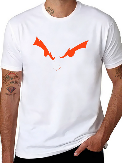 Camiseta Negra con Diseño de Ojos Naranja Intenso