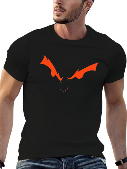 Camiseta Negra con Diseño de Ojos Naranja Intenso