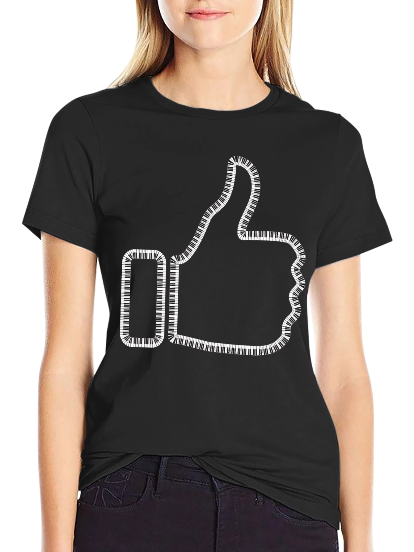 Camiseta Negra Me Gusta Teclado Piano