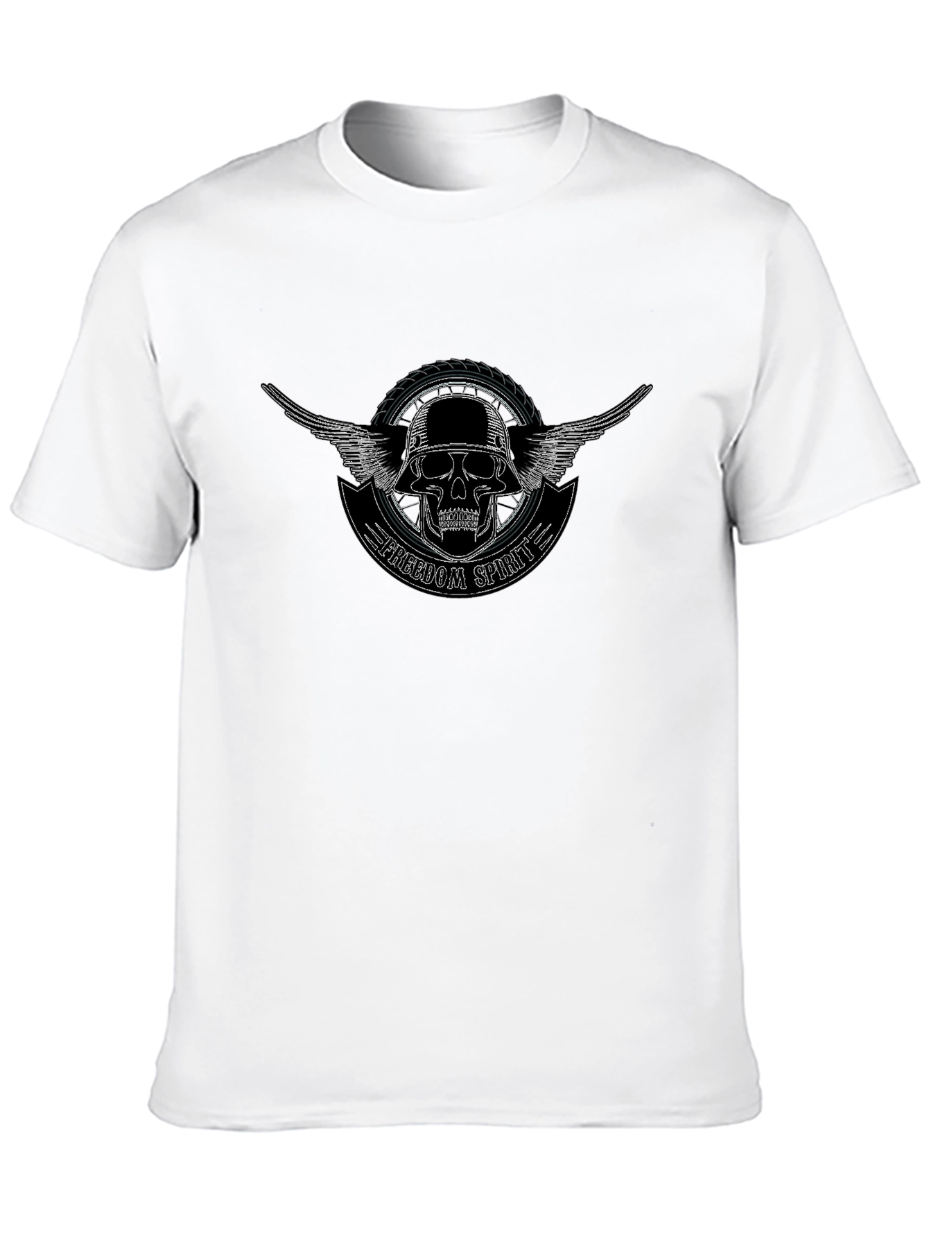 Camiseta Negra Freedom Spirit con Calavera y Alas