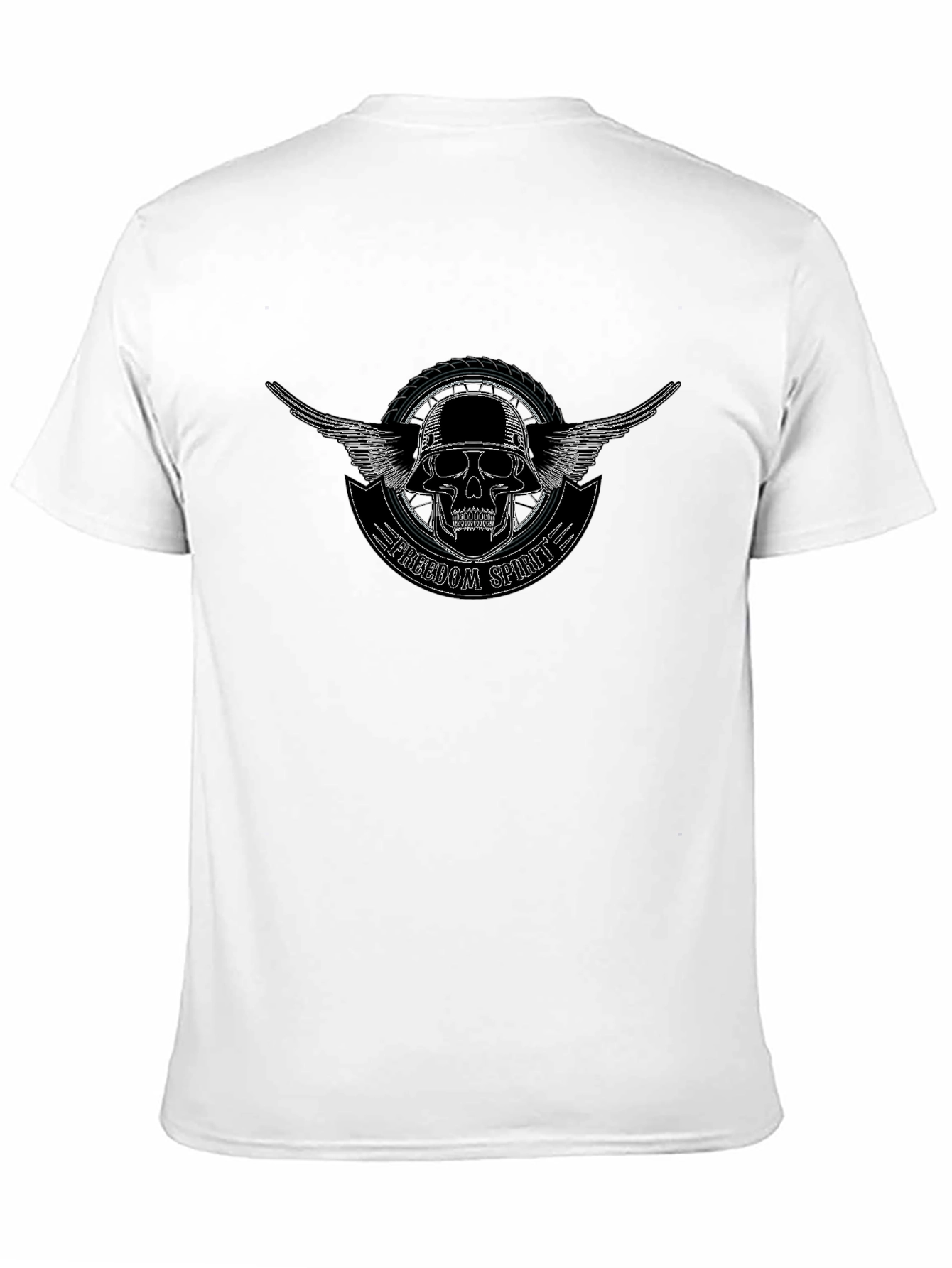 Camiseta Negra Freedom Spirit con Calavera y Alas
