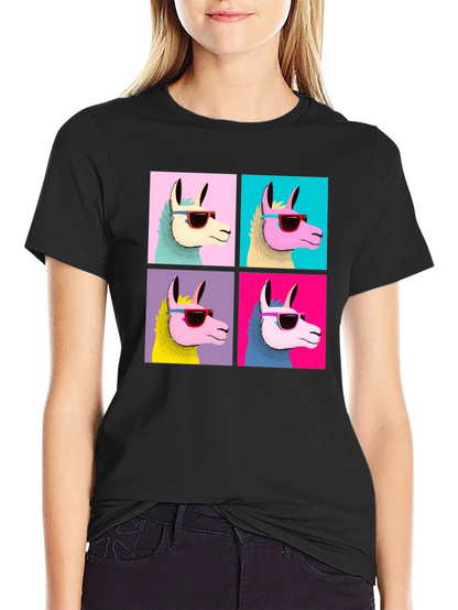 Camiseta Negra con Diseño de Llamas Pop Art