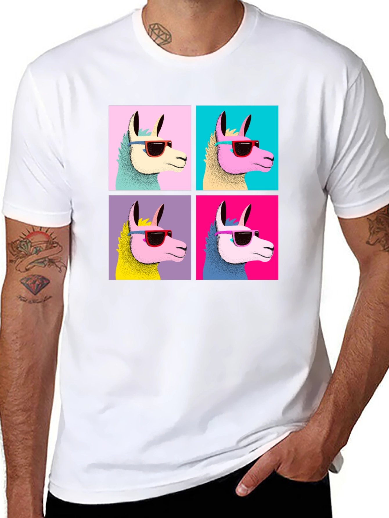 Camiseta Negra con Diseño de Llamas Pop Art