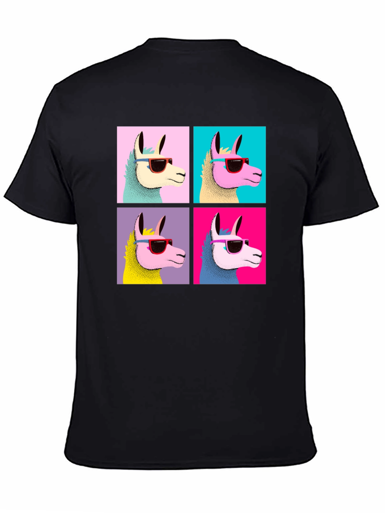 Camiseta Negra con Diseño de Llamas Pop Art