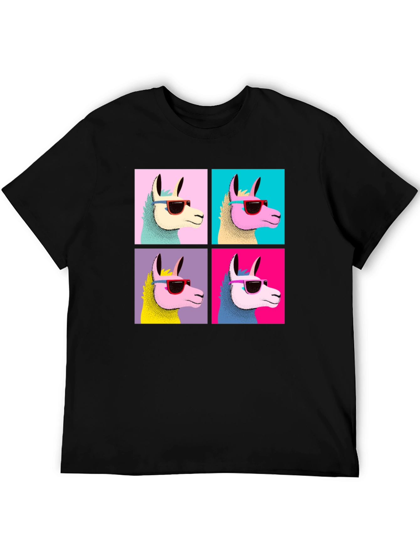 Camiseta Negra con Diseño de Llamas Pop Art
