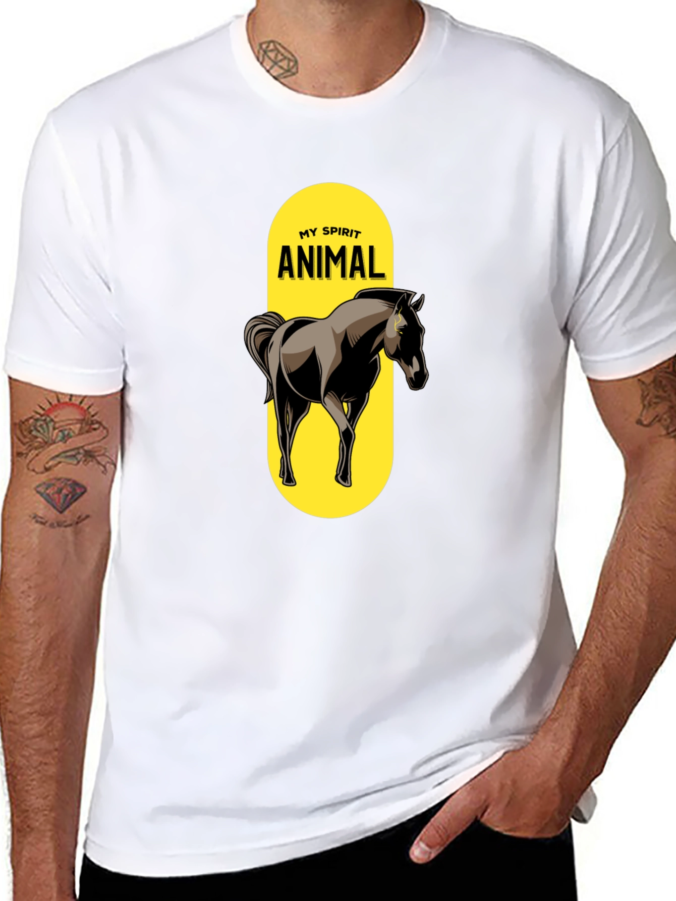Camiseta Negra Mi Animal Espiritual Caballo