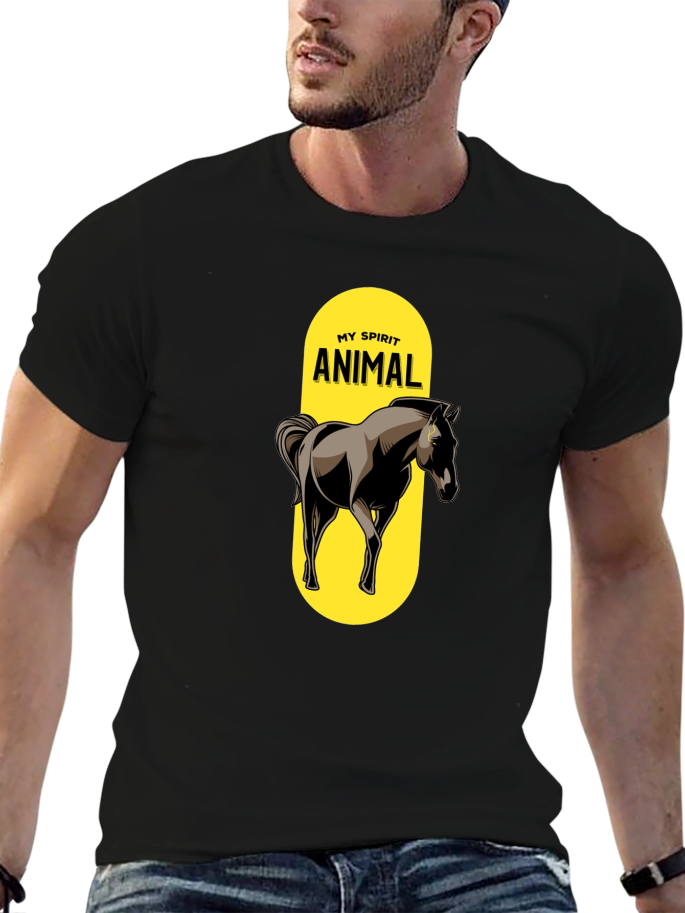 Camiseta Negra Mi Animal Espiritual Caballo