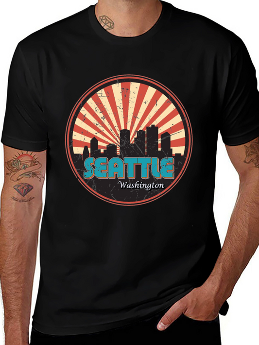 Camiseta Negra Seattle Vintage