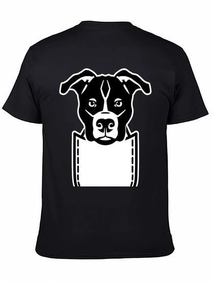 Camiseta Negra con Diseño de Perro en Bolsillo