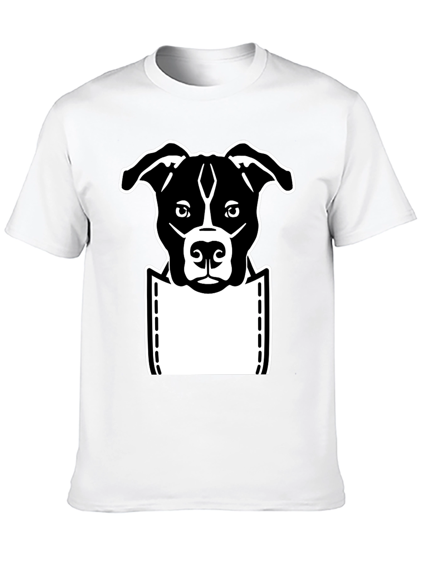Camiseta Negra con Diseño de Perro en Bolsillo