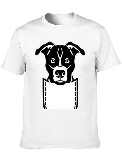 Camiseta Negra con Diseño de Perro en Bolsillo