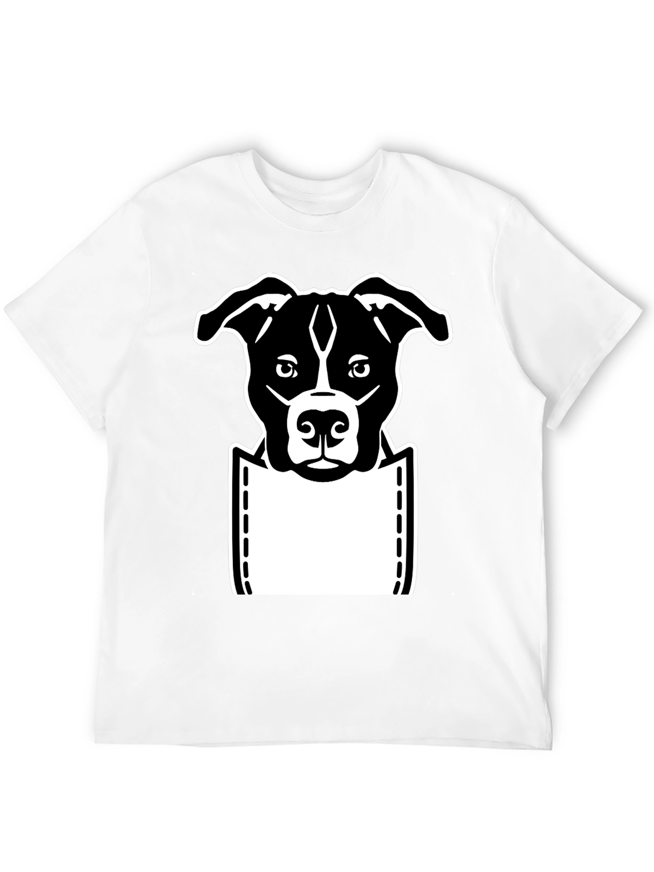 Camiseta Negra con Diseño de Perro en Bolsillo