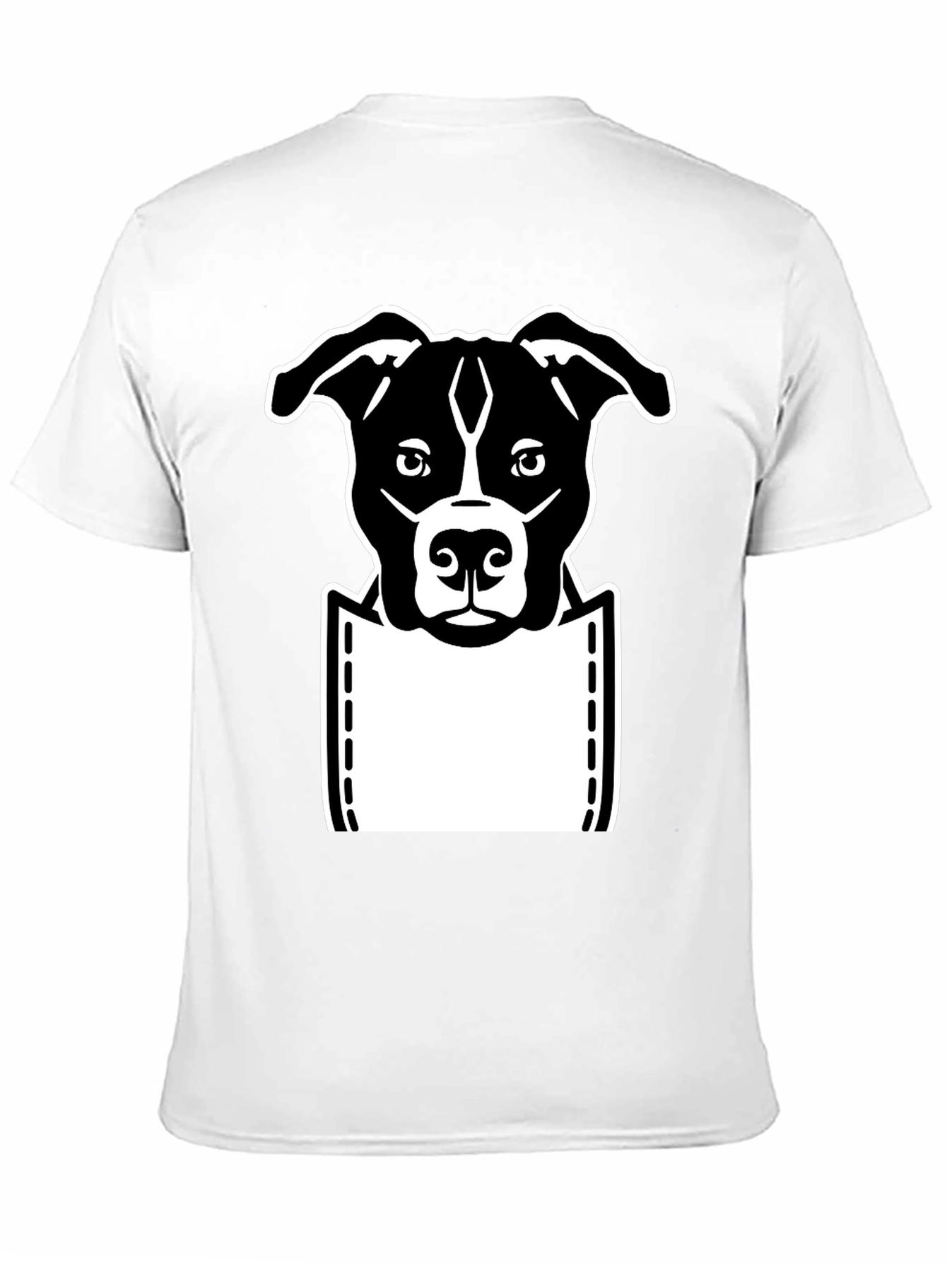Camiseta Negra con Diseño de Perro en Bolsillo