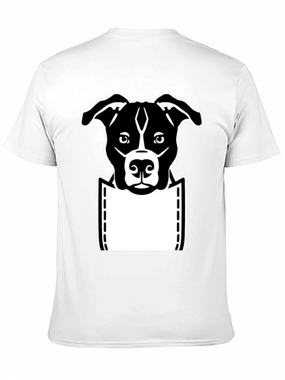 Camiseta Negra con Diseño de Perro en Bolsillo
