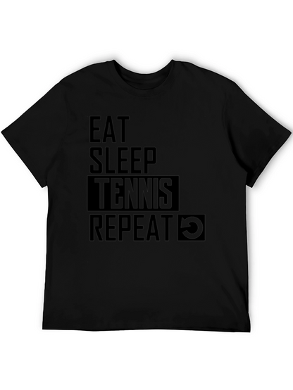 Camiseta Negra: Come Duerme Tenis Repite