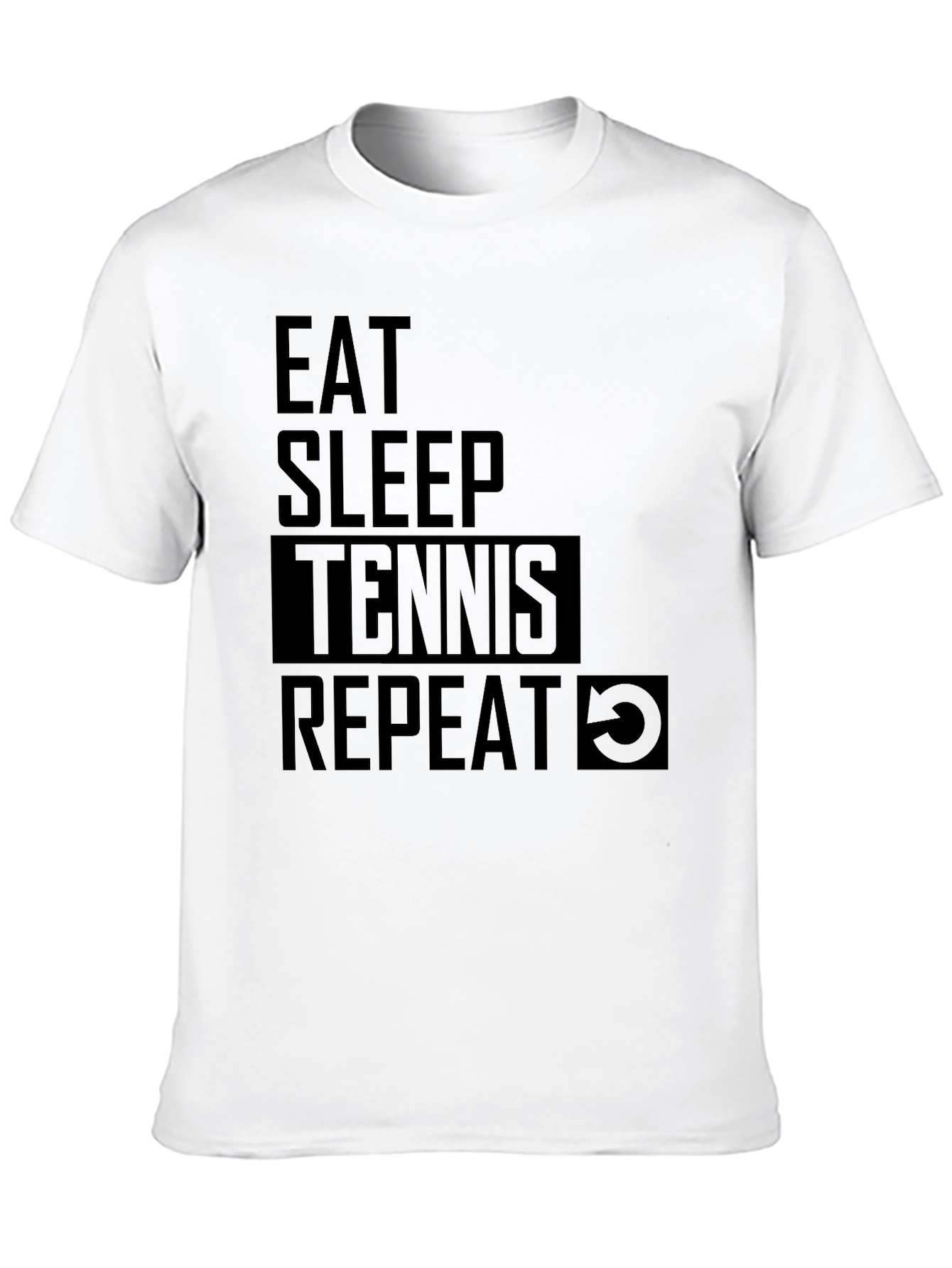 Camiseta Negra: Come Duerme Tenis Repite