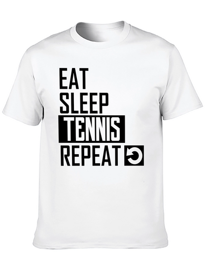 Camiseta Negra: Come Duerme Tenis Repite