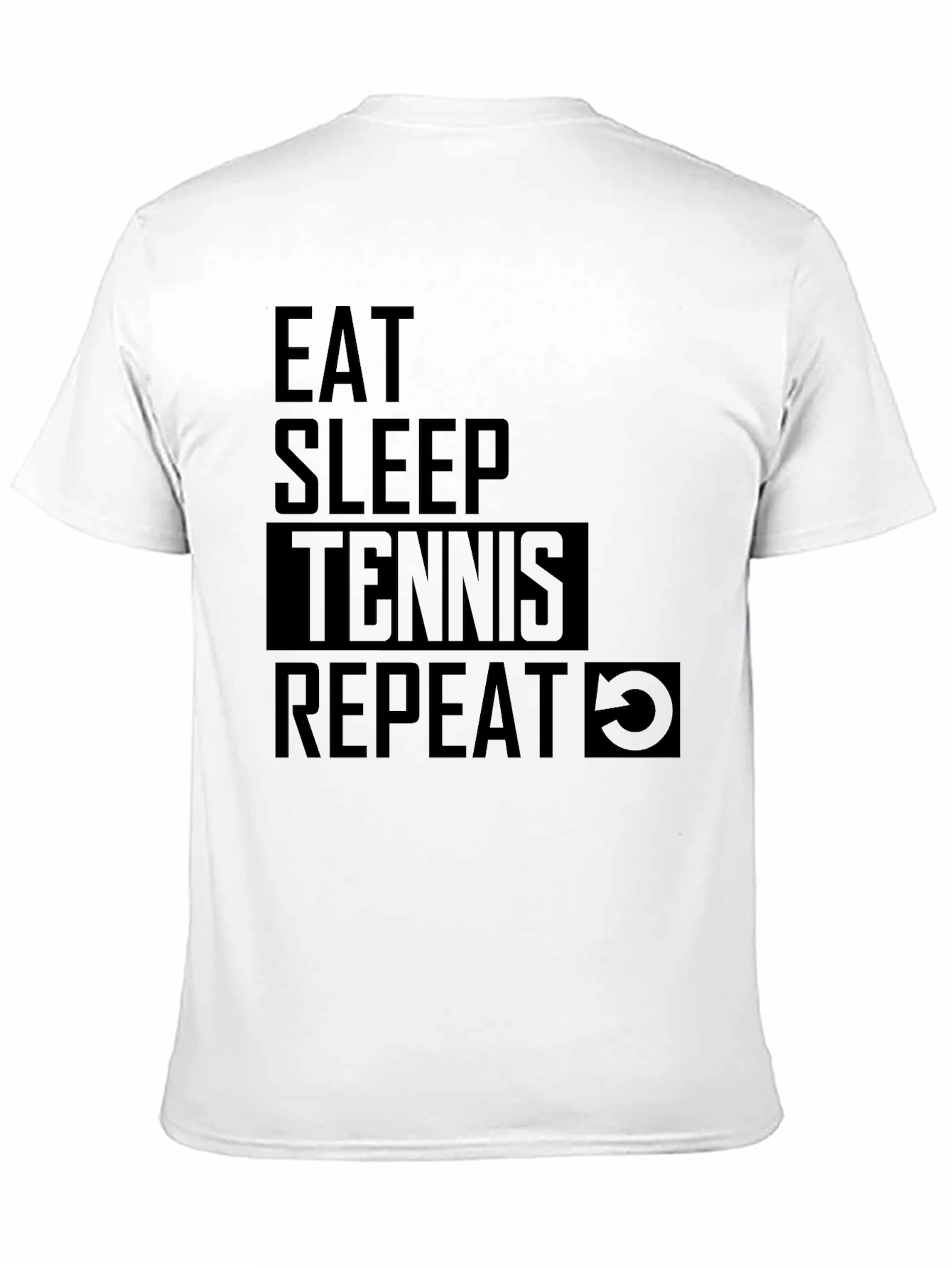Camiseta Negra: Come Duerme Tenis Repite