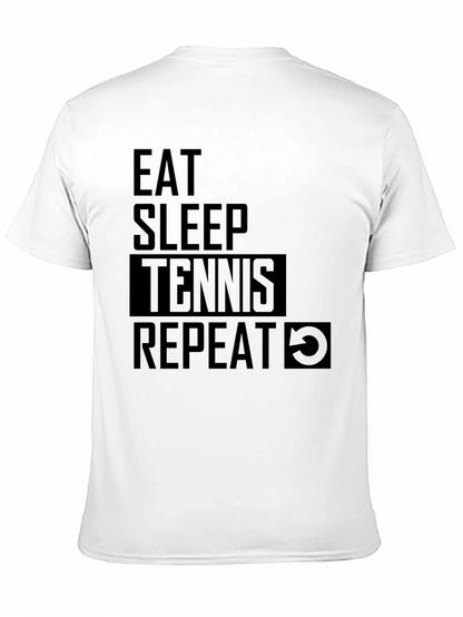 Camiseta Negra: Come Duerme Tenis Repite