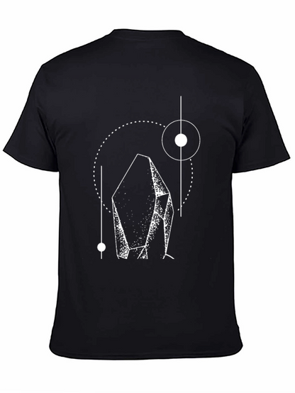 Camiseta Negra con Diseño Geométrico de Cristal