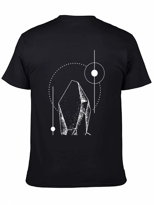 Camiseta Negra con Diseño Geométrico de Cristal