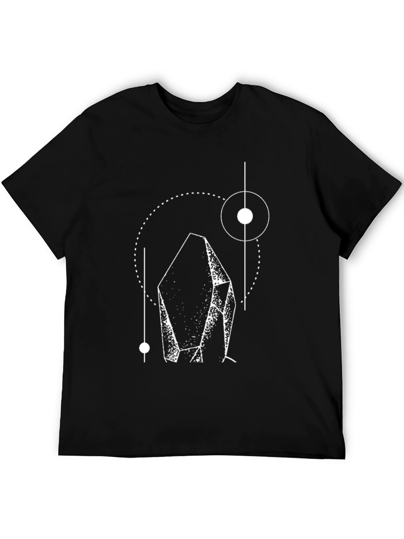 Camiseta Negra con Diseño Geométrico de Cristal