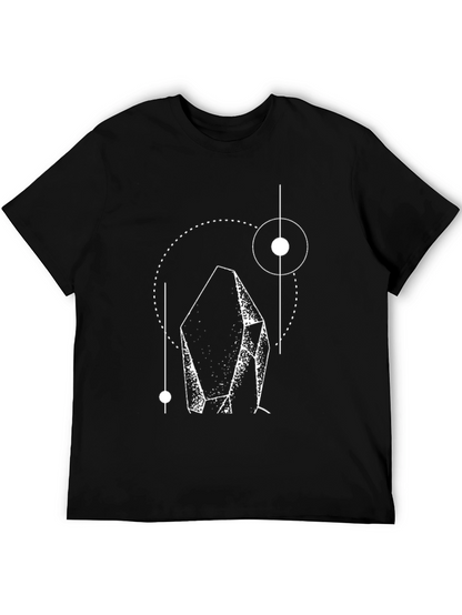 Camiseta Negra con Diseño Geométrico de Cristal