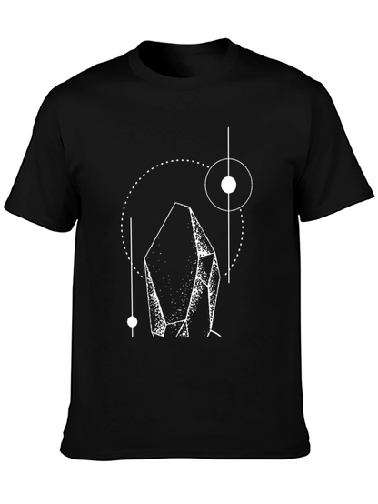 Camiseta Negra con Diseño Geométrico de Cristal