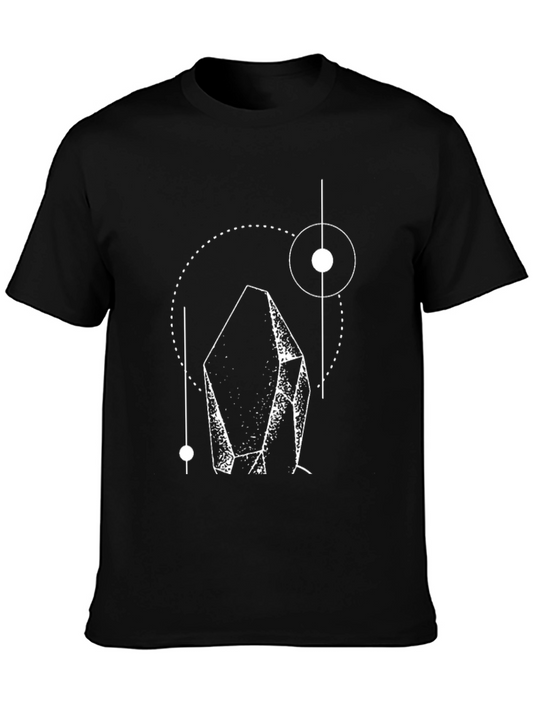 Camiseta Negra con Diseño Geométrico de Cristal