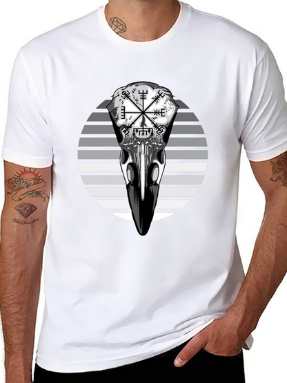 Camiseta Negra Cráneo de Cuervo Vikingo