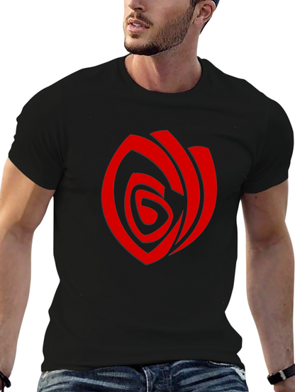 Camiseta Negra con Diseño Abstracto Rojo